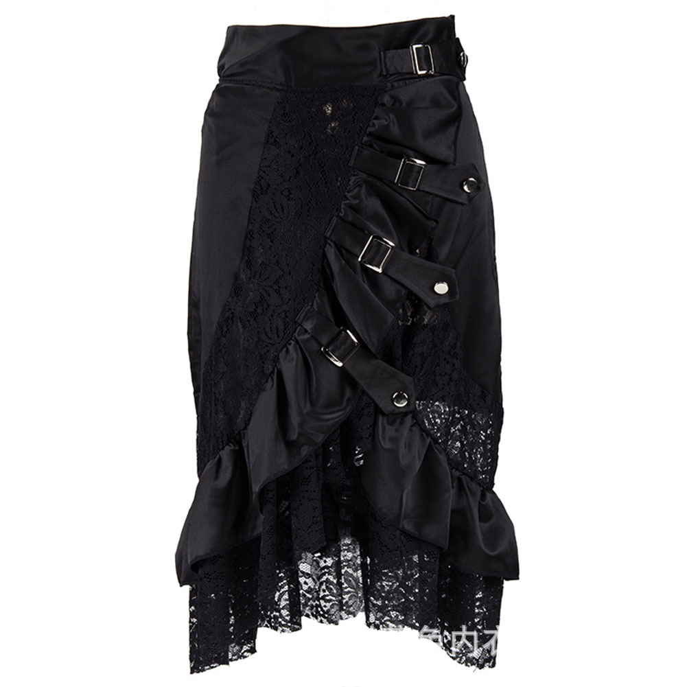 Summer Victorian Clothing - Victorian Black Satin & Renda Bunga