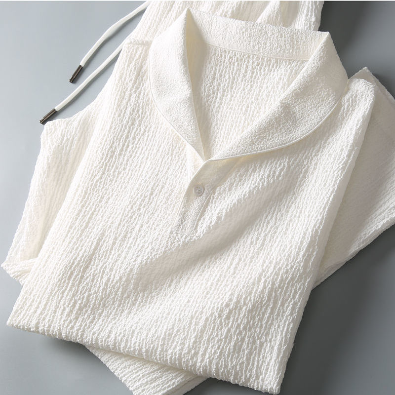 Summer Clothing Men Linen - Setelan Linen Sutra Es Dua Potong