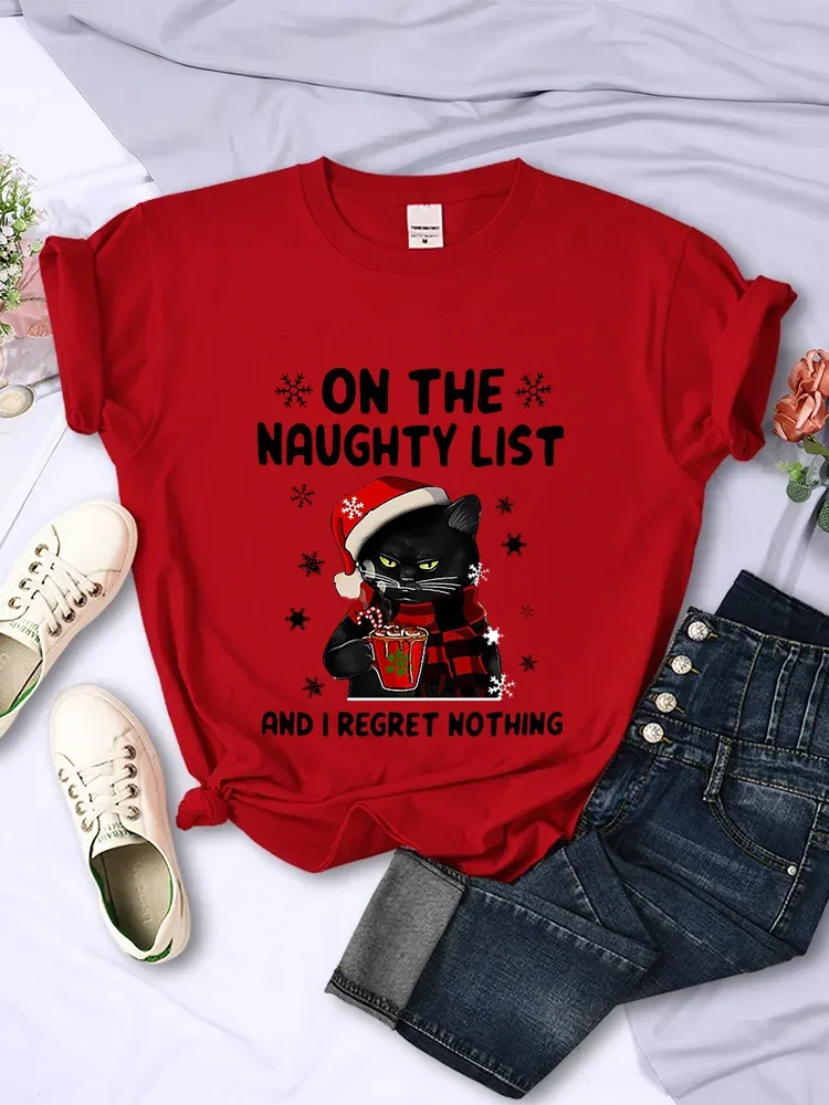 Summer Clothing List - Kaos natal wanita SANTA CAT dalam