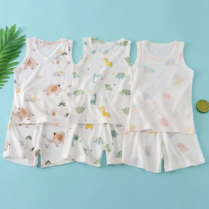 Setelan Rompi Katun Bambu Anak - Summer Clothing Baby Girl ulasan dan harga