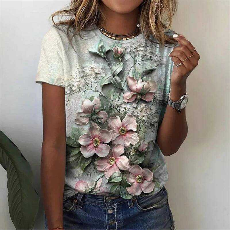 Kaos Wanita Motif Bunga Mawar  - Summer Rose Clothing ulasan dan harga