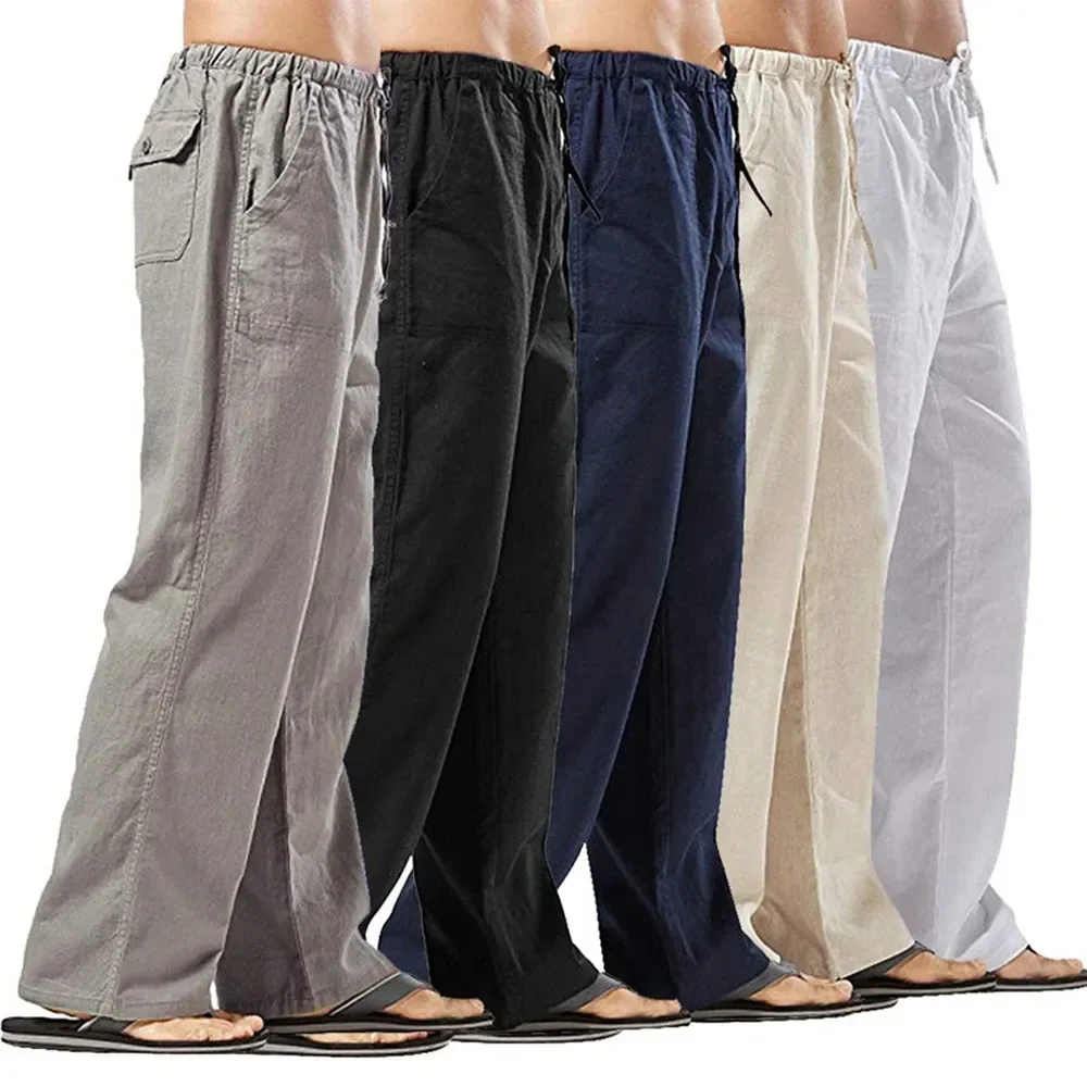 Celana panjang pria kasual, ce - Summer Clothing Men Linen ulasan dan harga