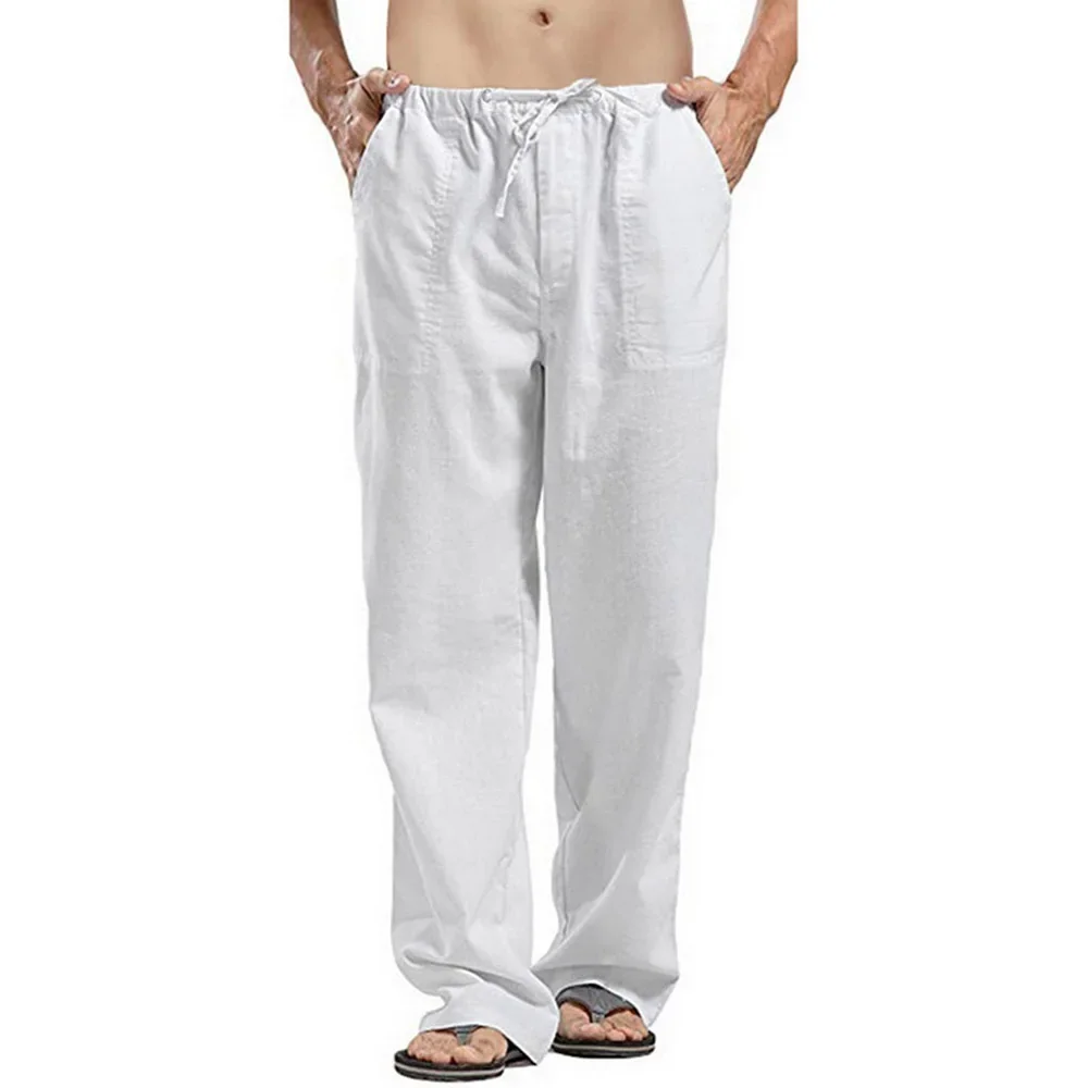 Celana panjang pria kasual, ce - Summer Clothing Men Linen ulasan dan harga