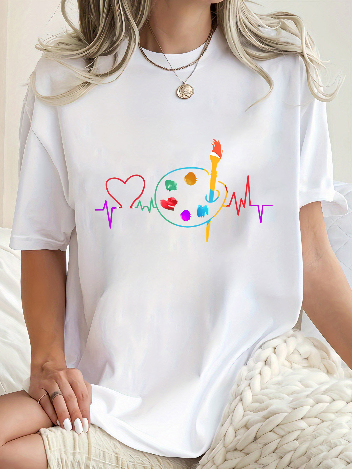 Kaos Wanita Kasual Kerah Bulat - Summer Clothing Palette ulasan dan harga