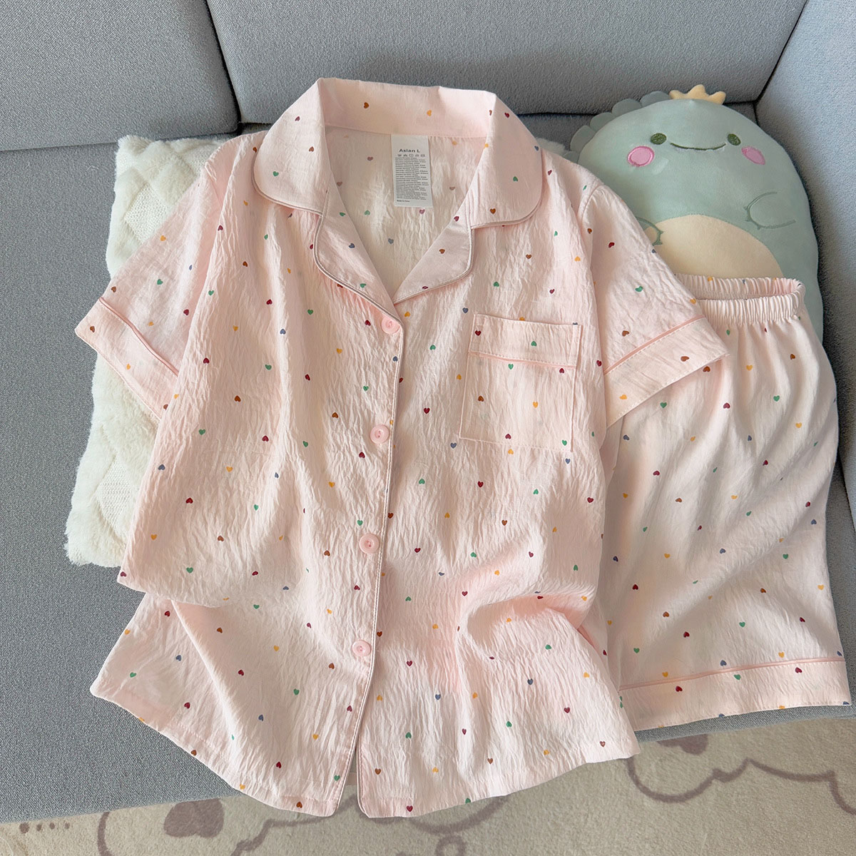 Set Piyama Katun Bermotif Polk - Summer Cloth ulasan dan harga