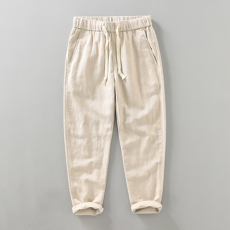 Celana Katun Ramie Kasual Tali - Summer Clothing Men Linen ulasan dan harga