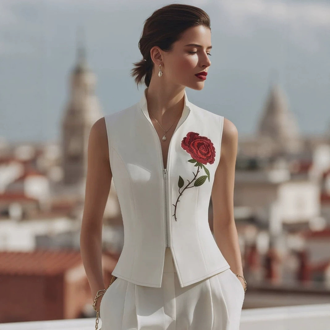 Gaun Vest Tanpa Lengan Bordir  - Summer Rose Clothing ulasan dan harga