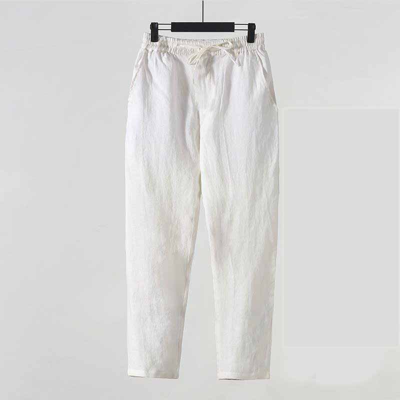 Celana Lurus Gaya Cina Musim P - Summer Clothing Men Linen ulasan dan harga