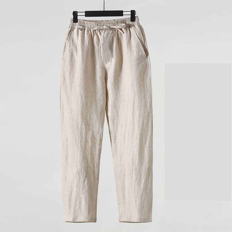 Celana Lurus Gaya Cina Musim P - Summer Clothing Men Linen ulasan dan harga