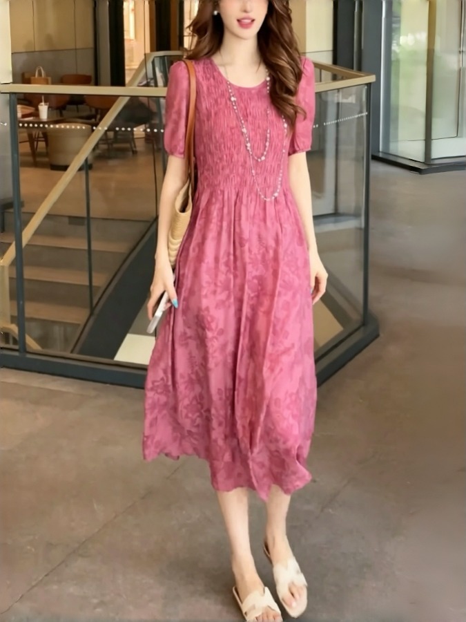 Gaun A-Line Elegan Bordir Mono - Summer Clothing Tagline ulasan dan harga