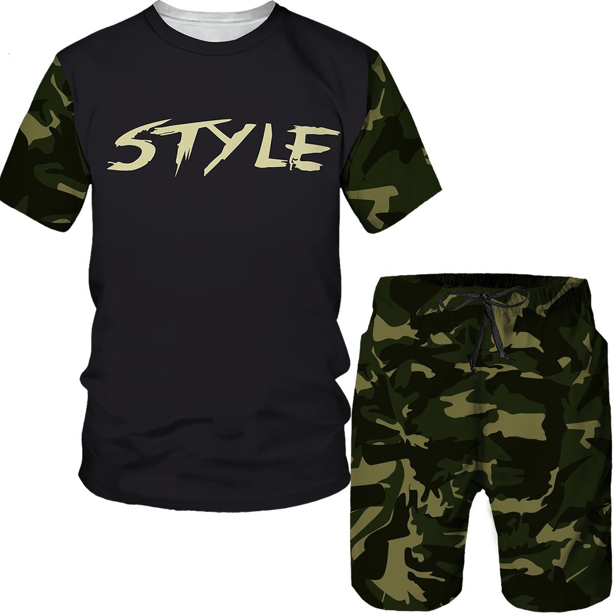 Setelan Pria Kamuflase Kaos Ce - Summer Clothing Pieces ulasan dan harga