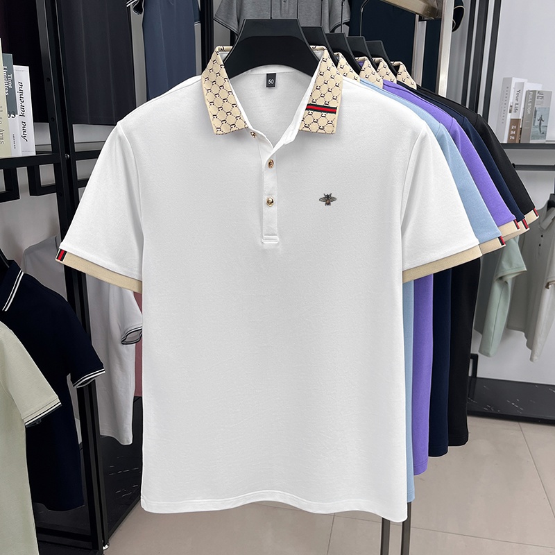Kaos Polo Lapel Pria Mewah Ber - Summer Clothing Men Linen ulasan dan harga