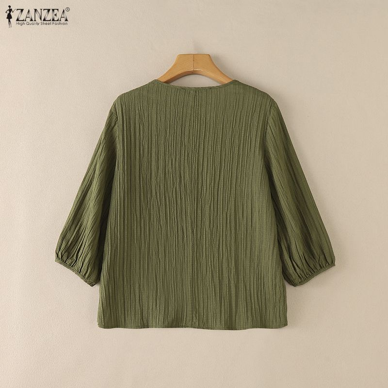 ZANZEA Blus Tekstur Kerut Wani - Summer Days Clothing ulasan dan harga