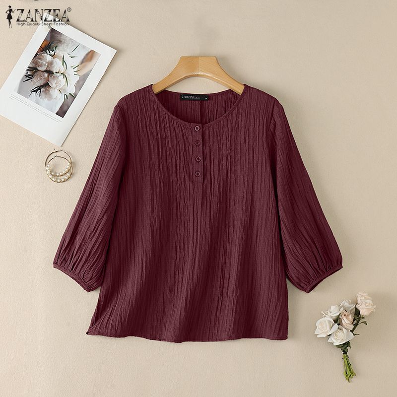 ZANZEA Blus Tekstur Kerut Wani - Summer Days Clothing ulasan dan harga