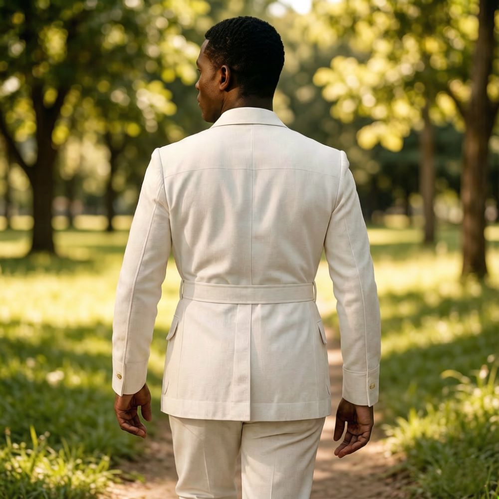Setelan Safari Linen Putih Pri - Summer Clothing Men Linen ulasan dan harga