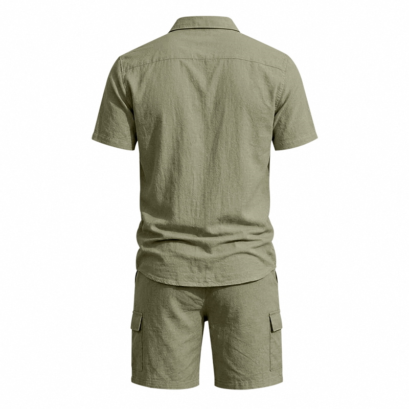 Setelan Linen Amerika Musim Pa - Summer Clothing Men Linen ulasan dan harga