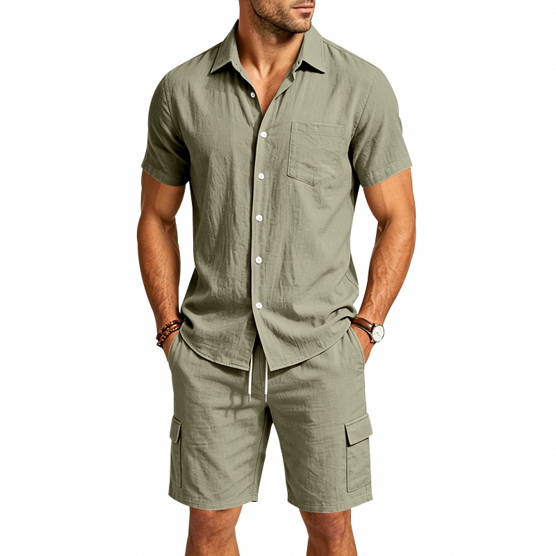 Setelan Linen Amerika Musim Pa - Summer Clothing Men Linen ulasan dan harga