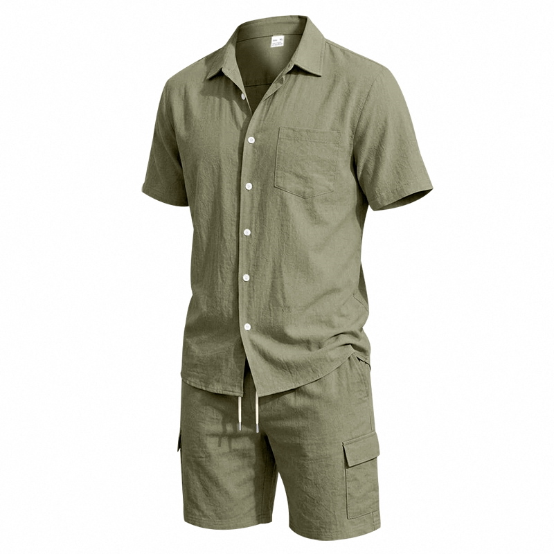 Setelan Linen Amerika Musim Pa - Summer Clothing Men Linen ulasan dan harga